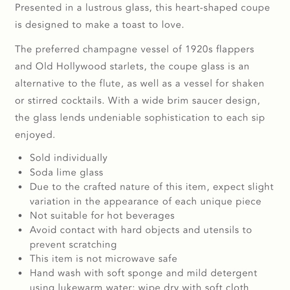 Anthropologie ❤️HOST PICK❤️ “Valeria Heart Coupe glass in Pearl" NWT - Picture 3 of 3